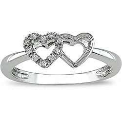 10k Gold Diamond Accent Double heart Ring  Overstock