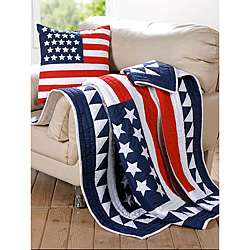 American Flag inspired 2 piece Quilted Throw/ Pillow Set   