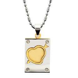   tone Stainless Steel Heart and Arrow Dog Tag Necklace  Overstock