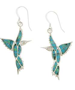 Sterling Silver Turquoise Opal Hummingbird Earrings  Overstock