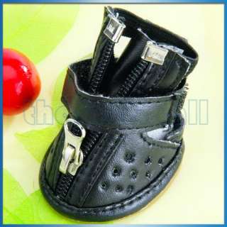New Black PU Leather Shoes Boots Pet Puppy Doggie Dog  