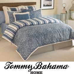 Tommy Bahama Marin Blue Damask Comforter Set  