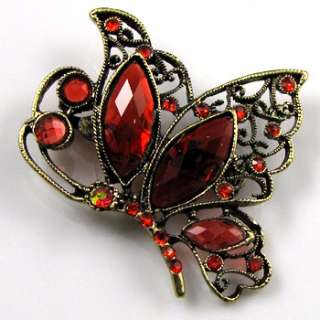    antiqued rhinestone butterfly brooch pin bouquet  