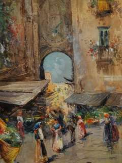   Tessitore De Fulvis Italian Artist Impressionist Market W/C Painting