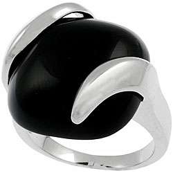Sterling Silver Cushion cut Black Onyx Ring  