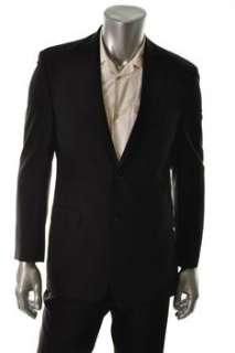 Calvin Klein 2 PC Mens 2 Button Suit Black Wool 38R  