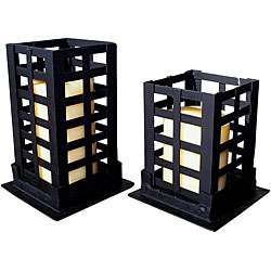 Square Pillar Black 9 inch Candle Holders  