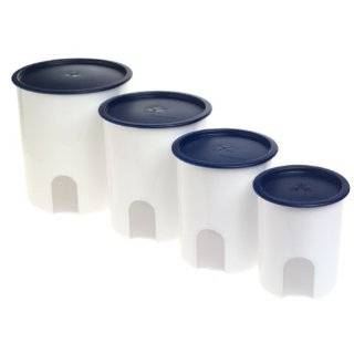  Tupperware One Touch Reminder Canister Set. Brilliant Blue 