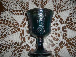 Carnival Blue Glass Indiana Harvest Goblet  