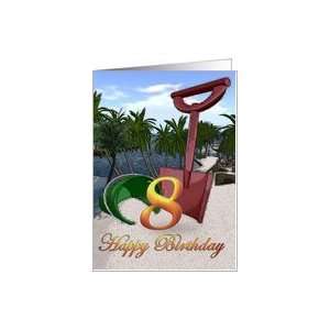 8th Birthday Summer beach bucket Happy Birthday Palm trees 