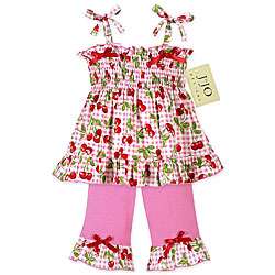   Infant Girls Pink and Green Cherry Smocked Set  Overstock