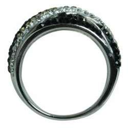 Sterling Silver White and Black Crystal Ring  Overstock