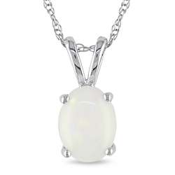 10k White Gold Opal Necklace  