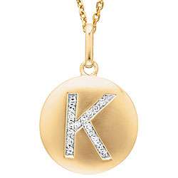 14k Yellow Gold Diamond Initial K Disc Necklace  Overstock