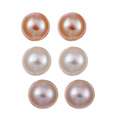DaVonna Sterling Silver Freshwater Pearl Stud Earrings (Set of 3 