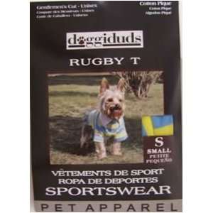   Doggie Duds Rugby Striped Tee Cornflower Yellow Small