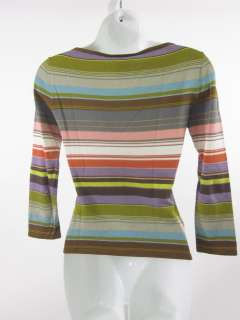 CELINE Multicolored Long Sleeve Silk Shirt Top Sz S  