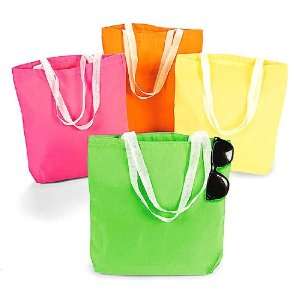  Large Neon Canvas Tote Bags (1 dz): Toys & Games