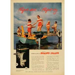  1952 Ad Mercury Cruiser Boat Engine Lake Waterskiing 