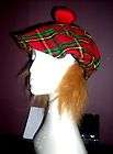 REDUCED COSTUMETAM O SHANTER HAT WITH HAIR   PLAID POLYESTER