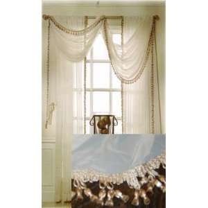    Window Scarf Valance With Fringe Chloe Ivory 216W: Home & Kitchen