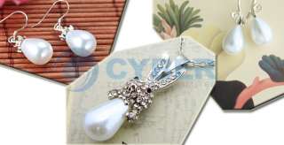 50 pcs white pearl finish plastic beads tear drop 6x12mm