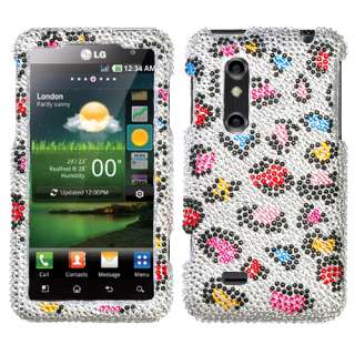 New For LG Thrill 4G LG P925 Phone Colorful Leopard Full Bling Stone 