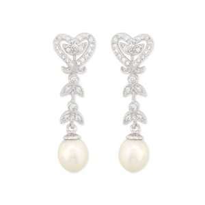   Shape Earrings Finish with a Pearl Drop Ship in Gift Box. Jewelry