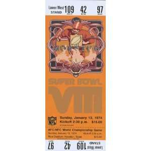  Collectible Phone Card 10m Super Bowl VIII Ticket Repl 