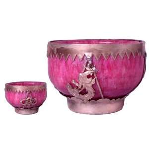 Chinese Pink Jade Dragon Phoenix Bowl 