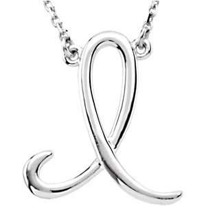   Script Initial Necklace Sterling Silver I 16 CleverEve Jewelry