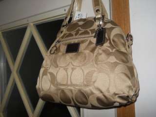 NEW AUTH Coach Poppy Gold/Khaki SIG Sateen Foldover Crossbody Handbag 