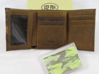 ZEP PRO Fence Row Leather Camo turkey tri fold Wallet billfold *MADE 