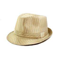 Faddism Beige Stripe Fedora Hat  