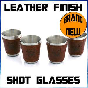   7oz 8oz 10oz 12oz 4pc Brown Stainless Steel Shot Glass and Case 50123