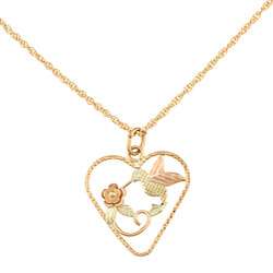 Black Hills Gold Hummingbird in Heart Necklace  Overstock