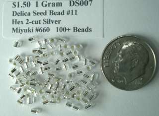 Miyuki Delica 660 2 Cut Hex #11 Seed Beads Silver DS007  