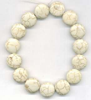 White Turquoise MAGNESITE Flat Circle Disc Coin Beads 14mm  