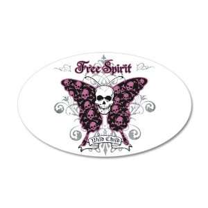  38.5x24.5O Wall Vinyl Sticker Butterfly Skull Free Spirit 