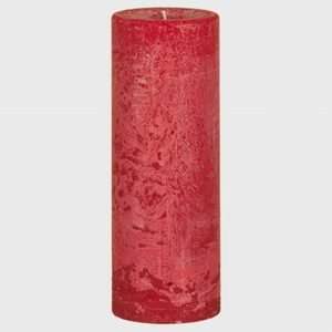  3 Distressed 100 Hour Pillar Candle Apple Spice Red