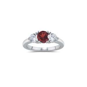 0.66 Cts Diamond & 1.06 Cts Garnet Ring in 14K White Gold 