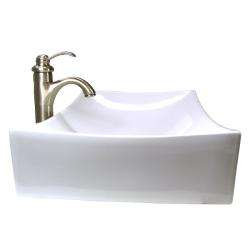   Sink with Brushed Nickel Bathroom Vessel Filler Faucet  Overstock
