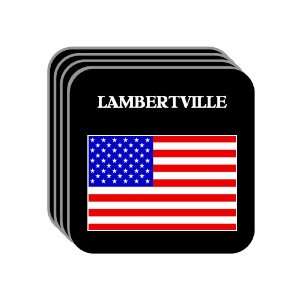 US Flag   Lambertville, Michigan (MI) Set of 4 Mini Mousepad Coasters