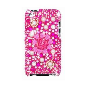  iPod Touch 4G Full Diamond Graphic Case   Flower on Pink 