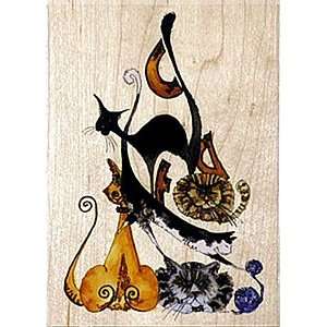  Cats Wood Mounted Rubber Stamp Arts, Crafts & Sewing