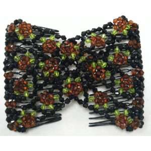  EZ Magic Comb Stretchy Beaded Hair Comb In Brown Green 