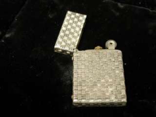 Tiffany & Co. Antique sterling basketweave rectangular slim lighter 