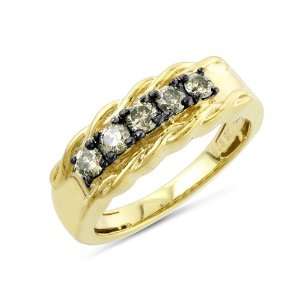  0.50 Carat Treated Champagne Diamond Gold Plated Sterling 