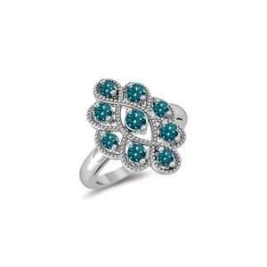  0.55 Cts Blue Diamond Ring in 14K White Gold 8.5: Jewelry