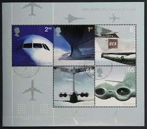 GR. BRITAIN 2002 Airplanes AIrliners 50 years S/S Used  